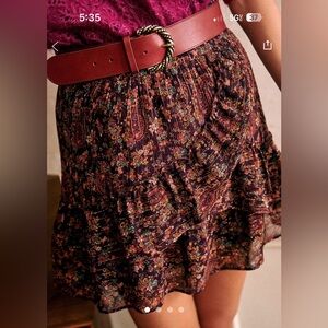 Sezane Carolina skirt size 36/US 4 Burgundy folk print